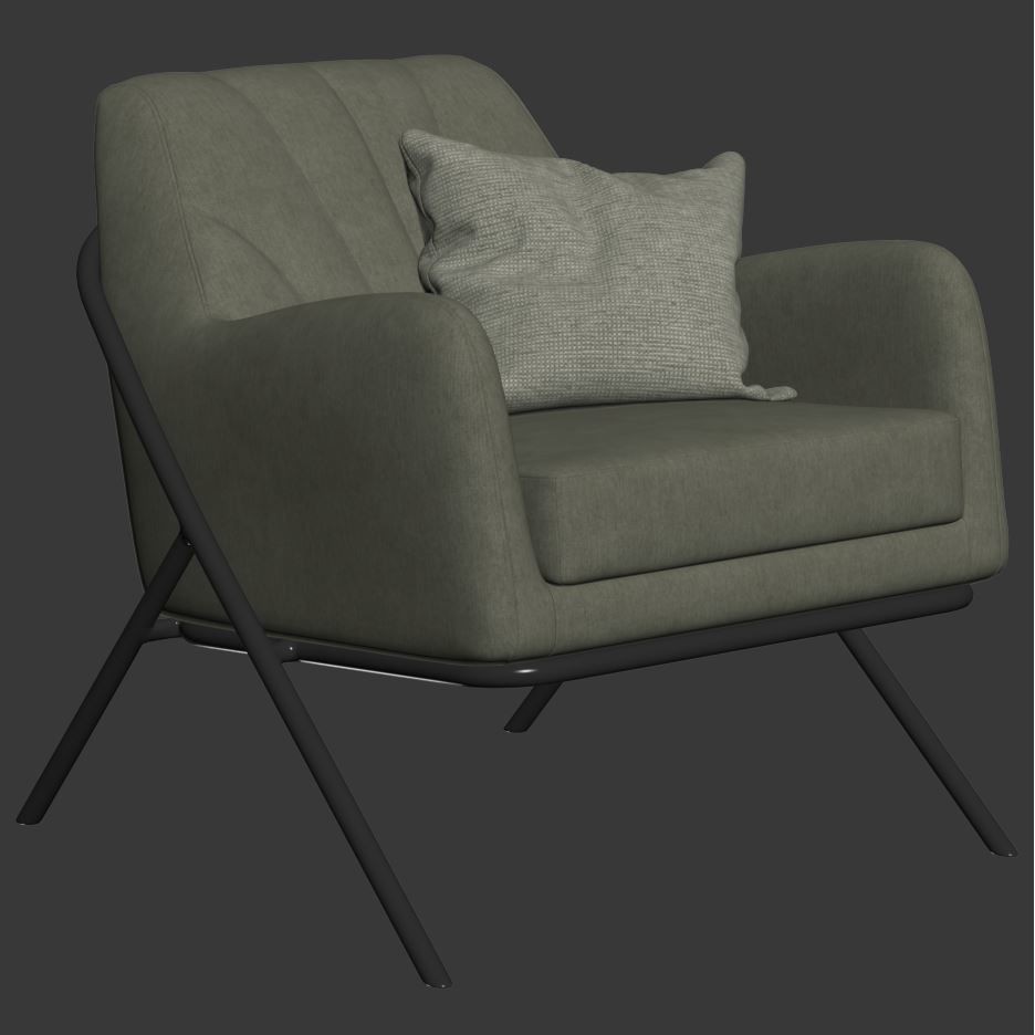 Bailey Accent Armchair 3D Model – Modern Scandinavian Design, FBX - View 15