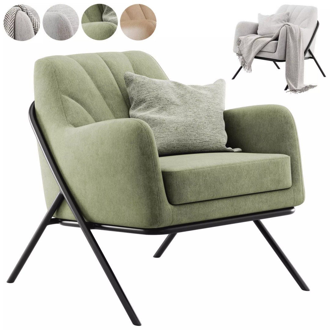 Bailey Accent Armchair 3D Model – Modern Scandinavian Design, FBX - View 2