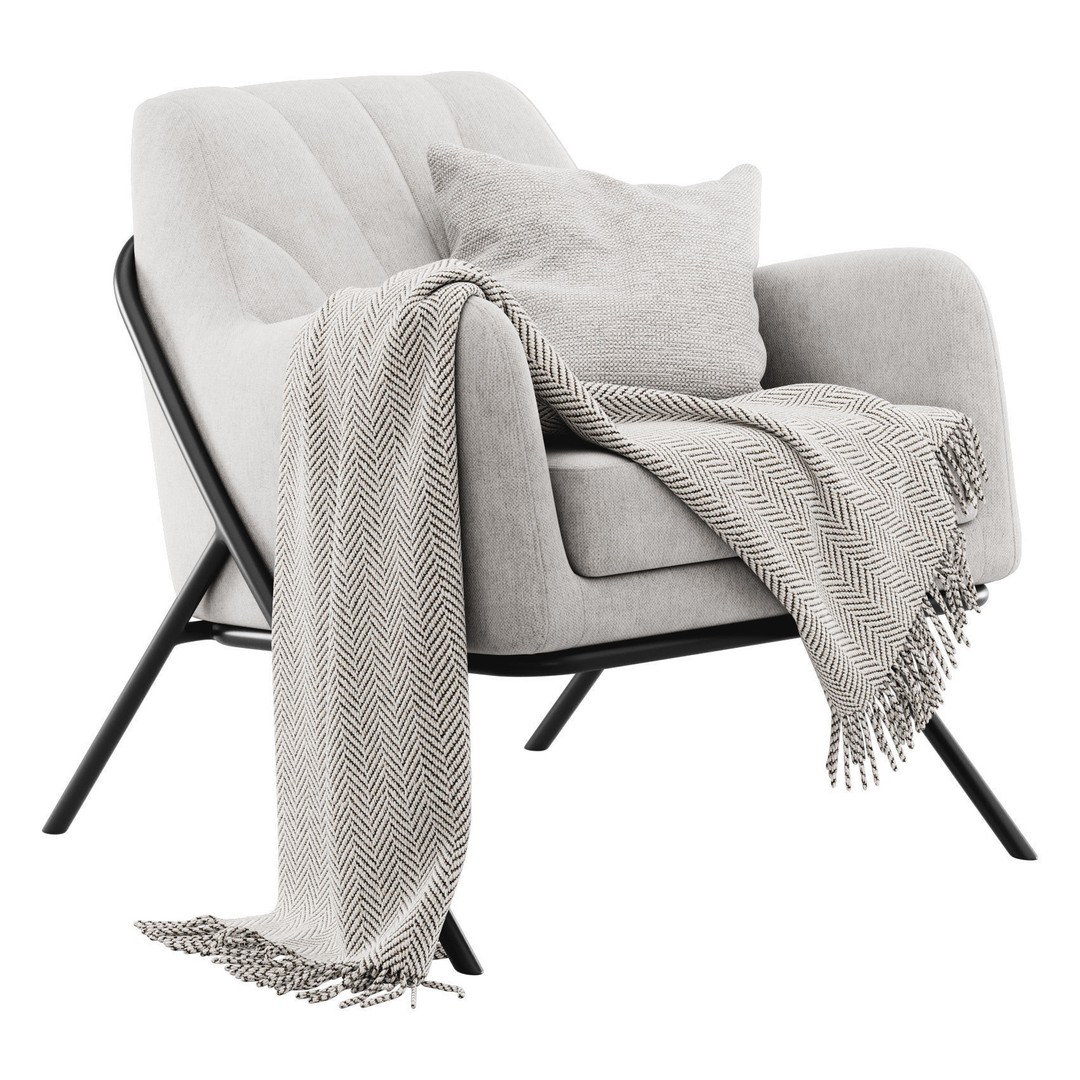 Bailey Accent Armchair 3D Model – Modern Scandinavian Design, FBX - View 3