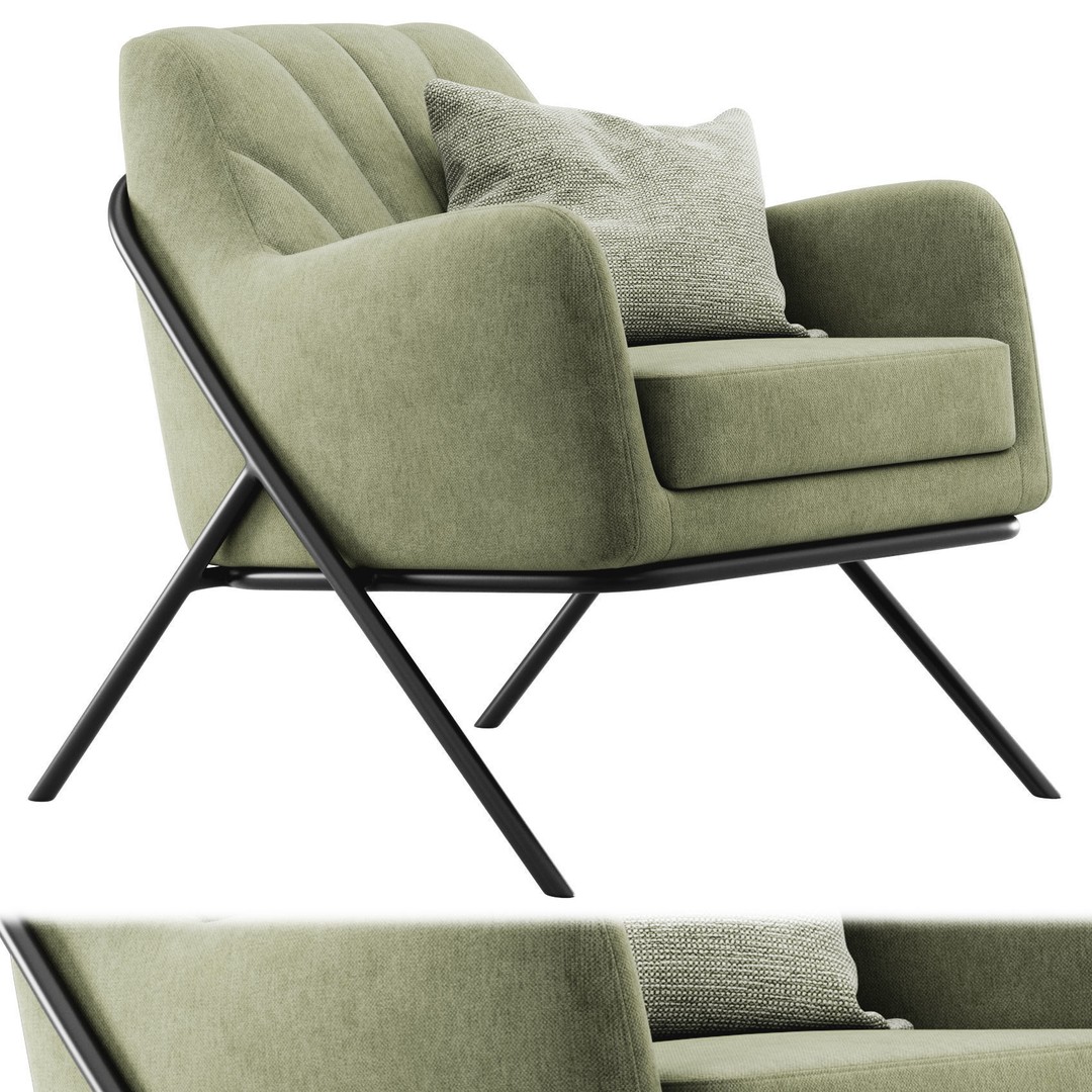 Bailey Accent Armchair 3D Model – Modern Scandinavian Design, FBX - View 4