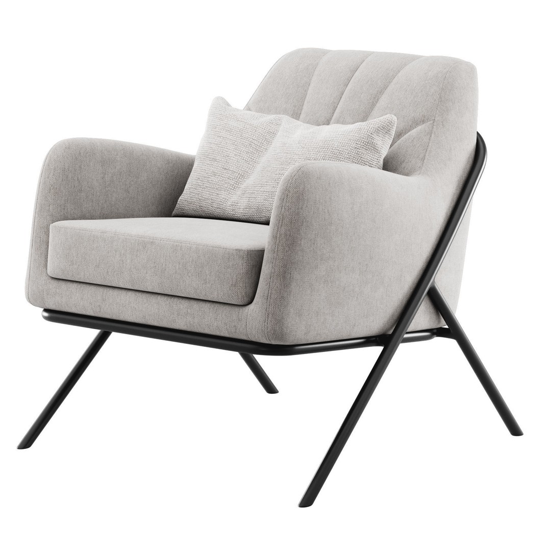 Bailey Accent Armchair 3D Model – Modern Scandinavian Design, FBX - View 6