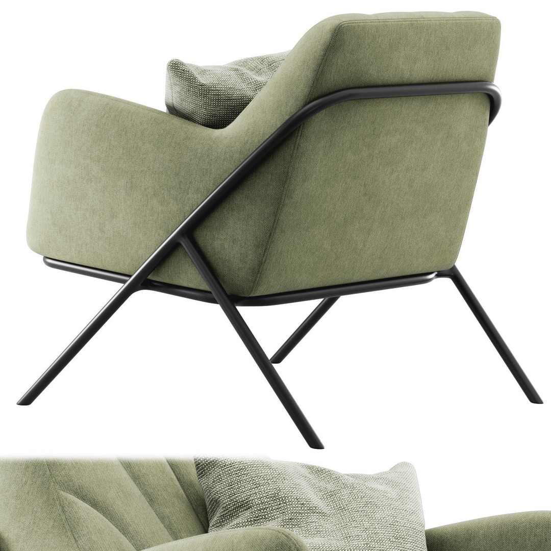 Bailey Accent Armchair 3D Model – Modern Scandinavian Design, FBX - View 7