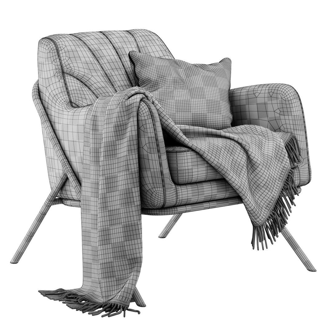 Bailey Accent Armchair 3D Model – Modern Scandinavian Design, FBX - View 8
