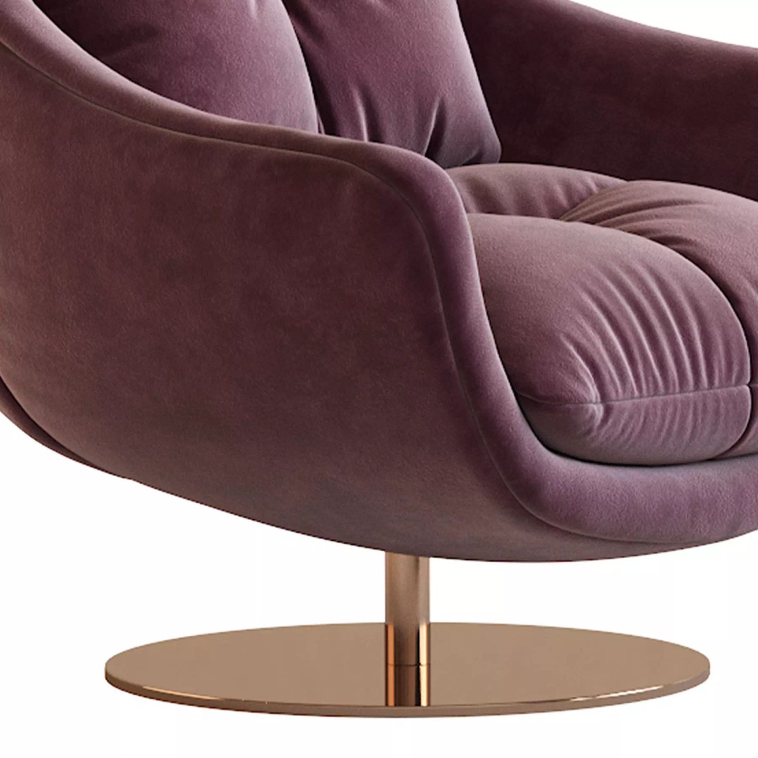 Sophia Swivel Armchair 3D Model – Modern Fabric Lounge Chair, FBX - View 10