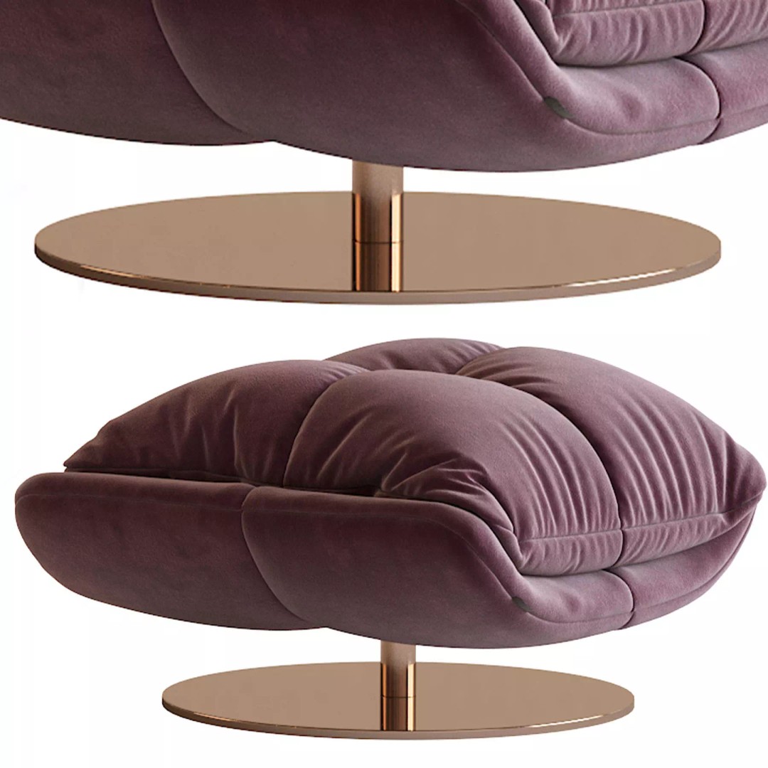 Sophia Swivel Armchair 3D Model – Modern Fabric Lounge Chair, FBX - View 11