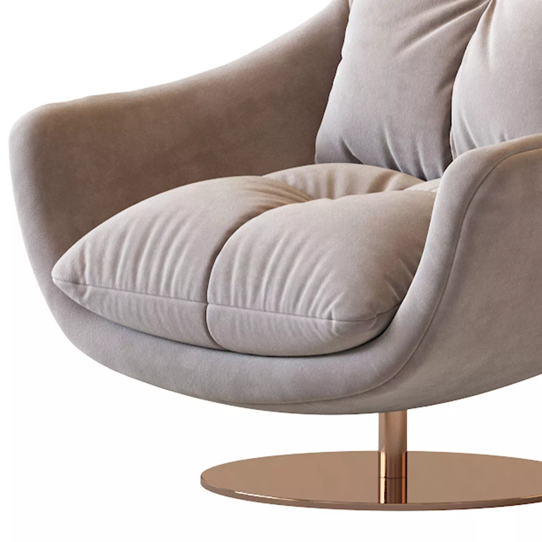 Sophia Swivel Armchair 3D Model – Modern Fabric Lounge Chair, FBX - View 16