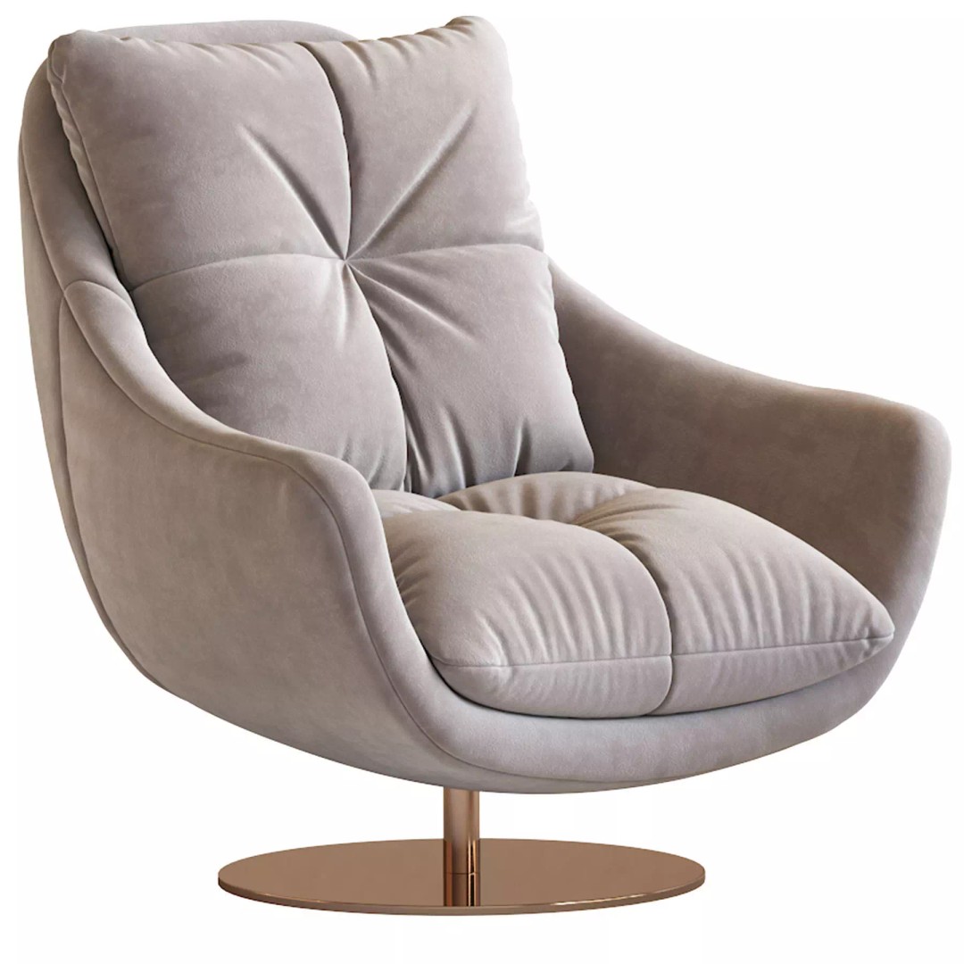 Sophia Swivel Armchair 3D Model – Modern Fabric Lounge Chair, FBX - View 17