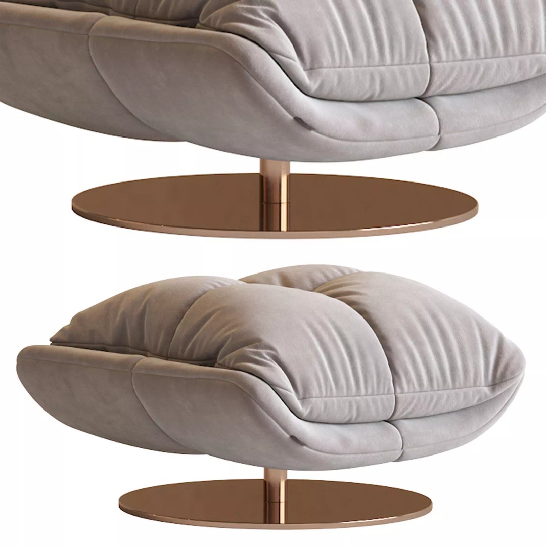 Sophia Swivel Armchair 3D Model – Modern Fabric Lounge Chair, FBX - View 19