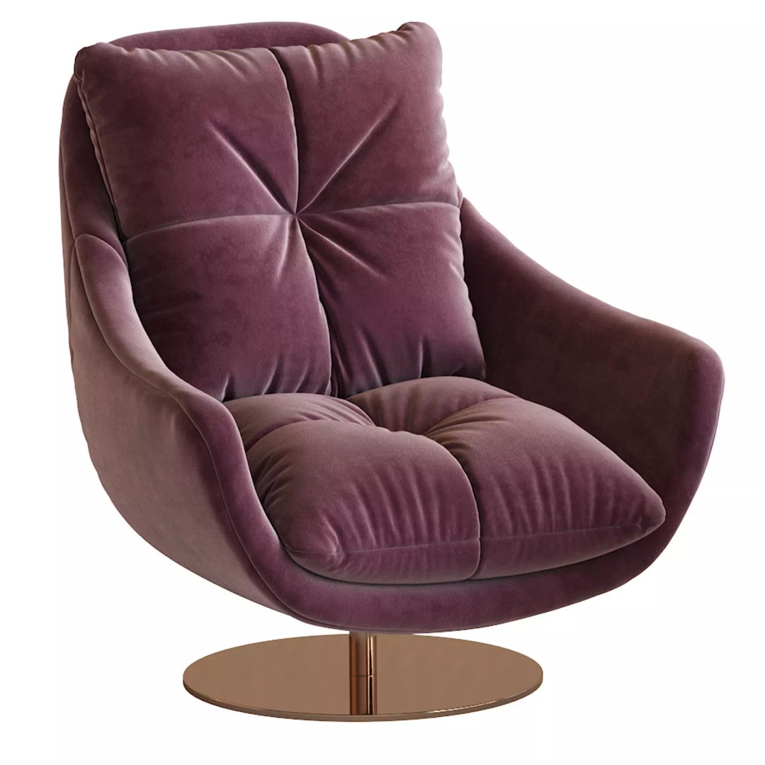 Sophia Swivel Armchair 3D Model – Modern Fabric Lounge Chair, FBX - View 20
