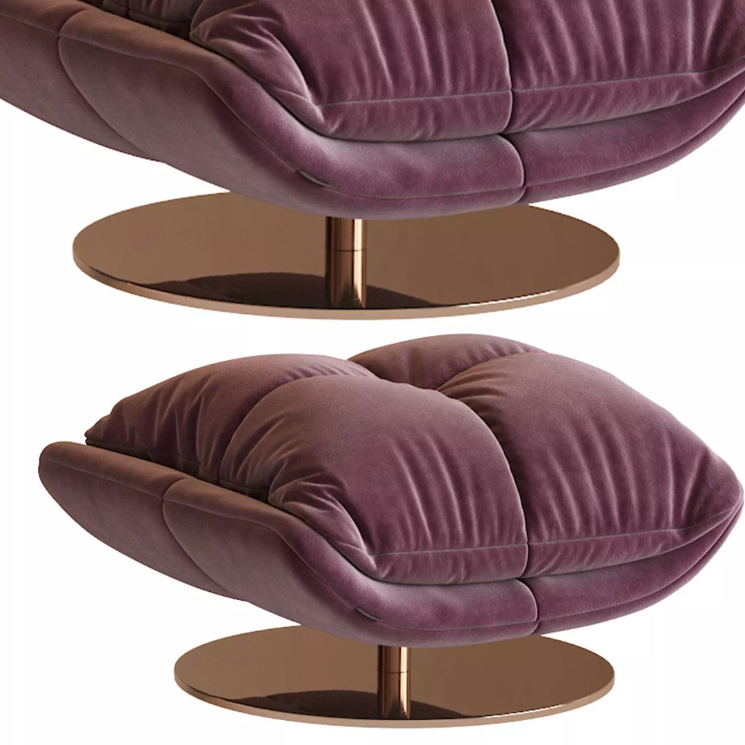 Sophia Swivel Armchair 3D Model – Modern Fabric Lounge Chair, FBX - View 21