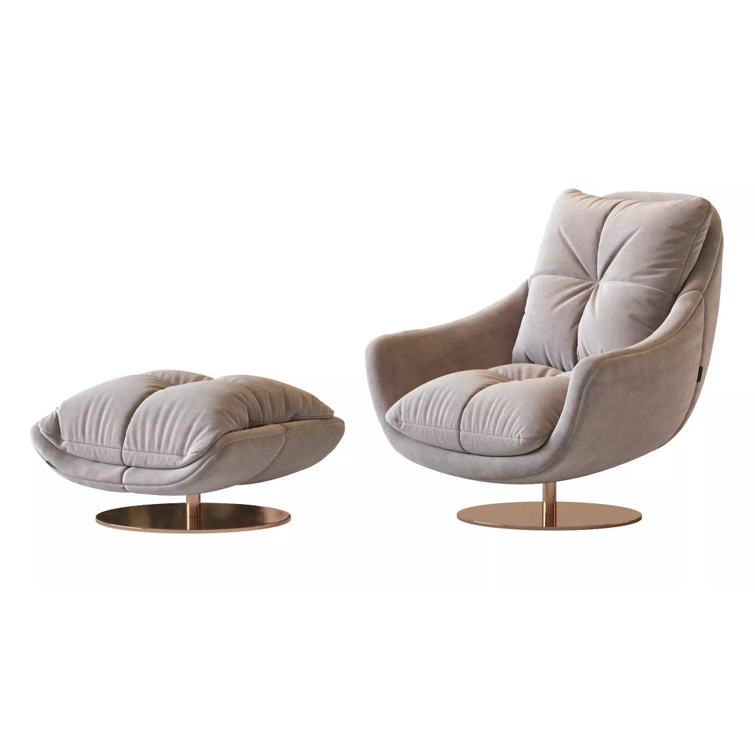 Sophia Swivel Armchair 3D Model – Modern Fabric Lounge Chair, FBX - View 23