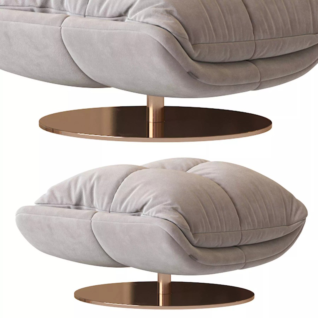 Sophia Swivel Armchair 3D Model – Modern Fabric Lounge Chair, FBX - View 24