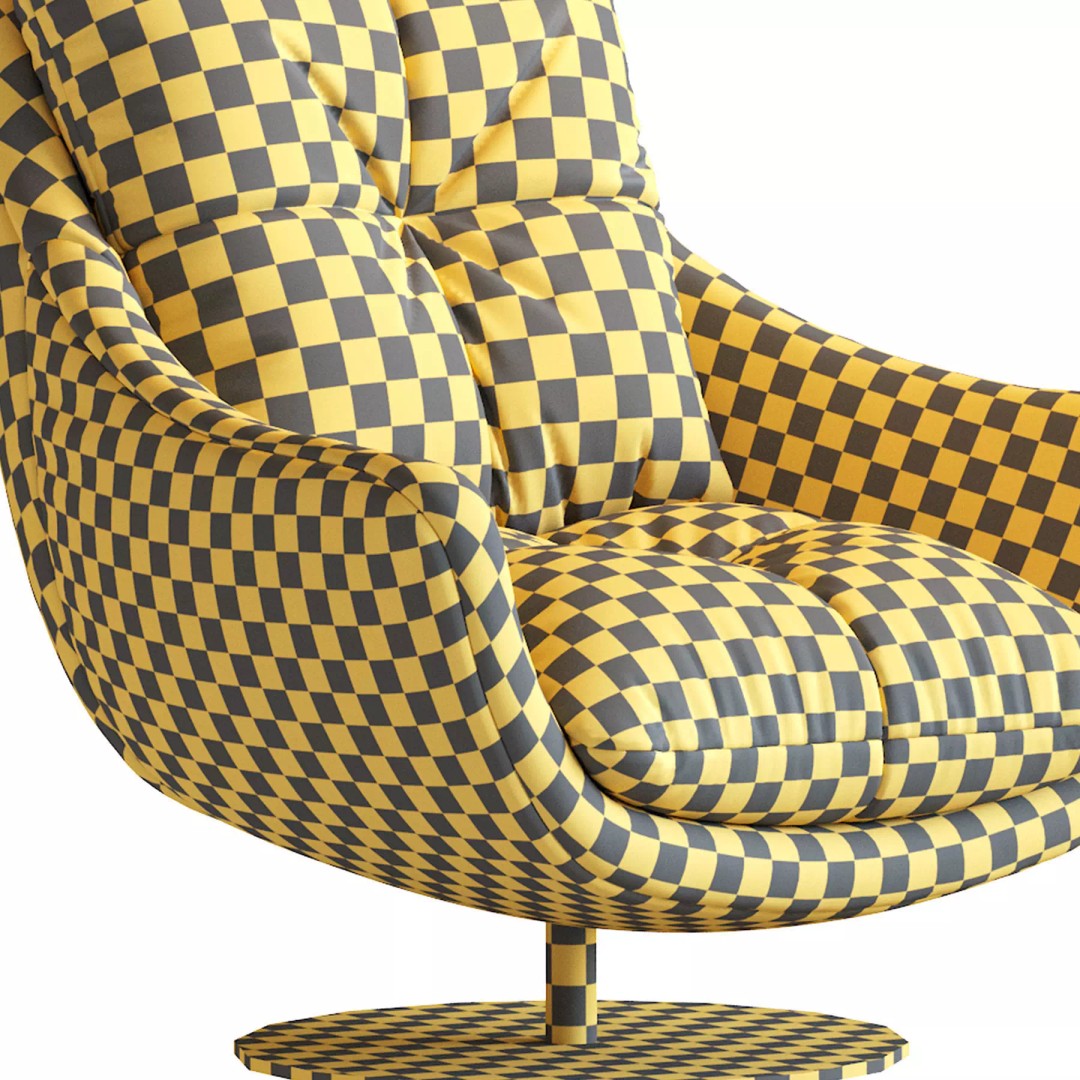 Sophia Swivel Armchair 3D Model – Modern Fabric Lounge Chair, FBX - View 25