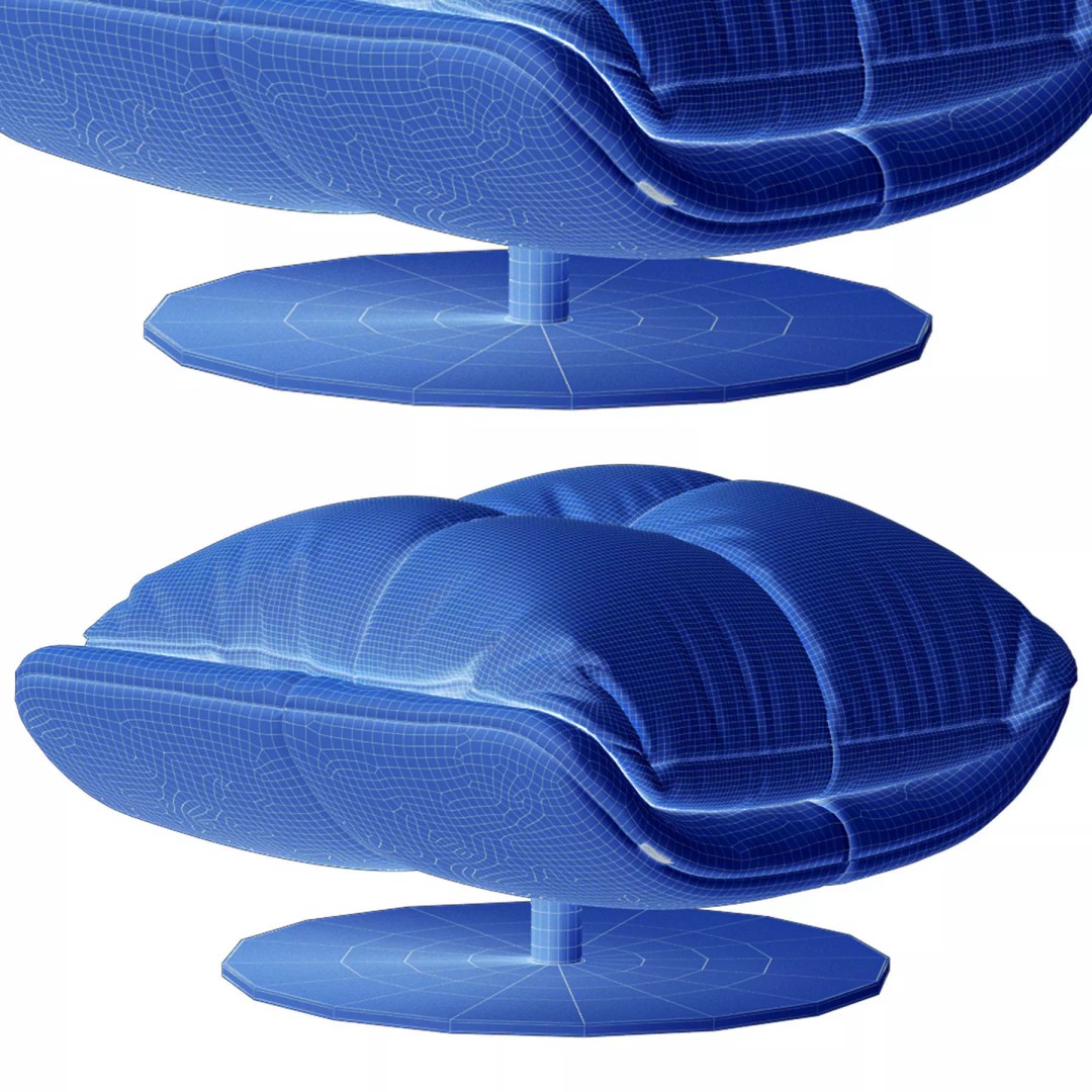 Sophia Swivel Armchair 3D Model – Modern Fabric Lounge Chair, FBX - View 26