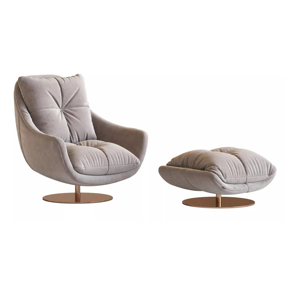 Sophia Swivel Armchair 3D Model – Modern Fabric Lounge Chair, FBX - View 27