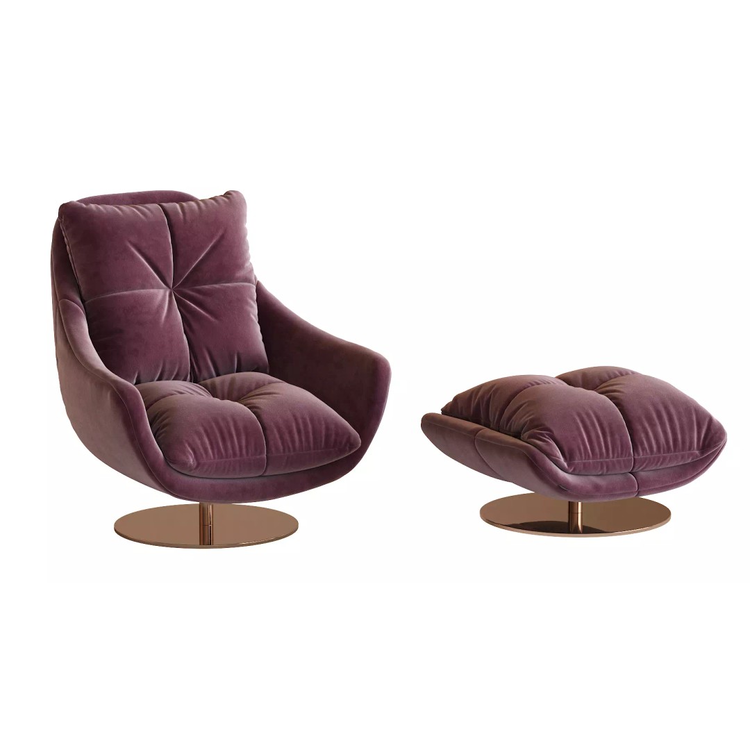 Sophia Swivel Armchair 3D Model – Modern Fabric Lounge Chair, FBX - View 28