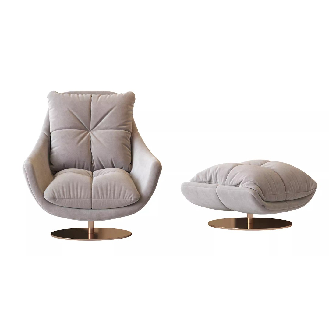 Sophia Swivel Armchair 3D Model – Modern Fabric Lounge Chair, FBX - View 29