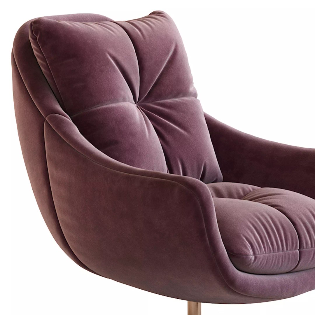 Sophia Swivel Armchair 3D Model – Modern Fabric Lounge Chair, FBX - View 7