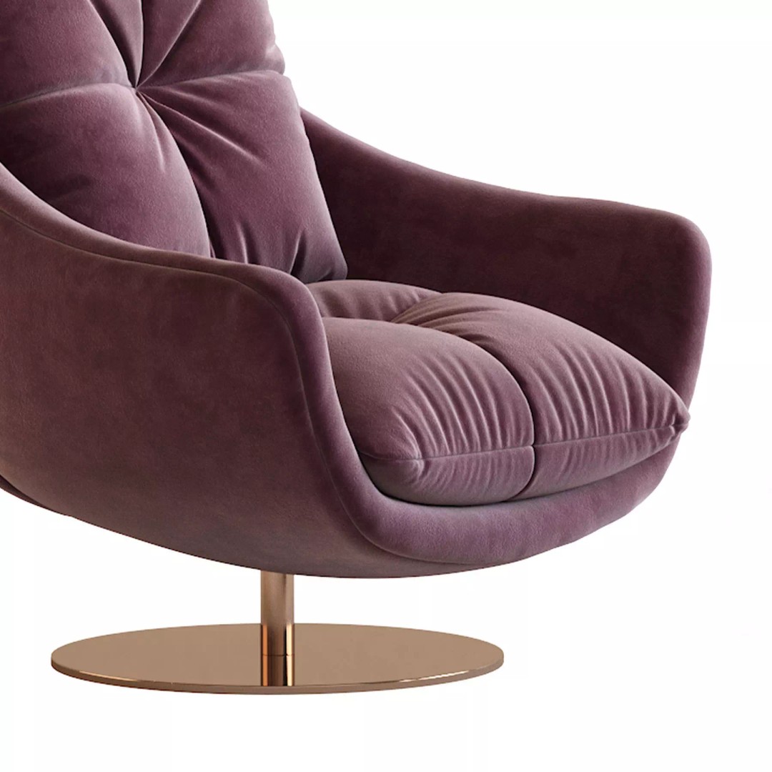 Sophia Swivel Armchair 3D Model – Modern Fabric Lounge Chair, FBX - View 9
