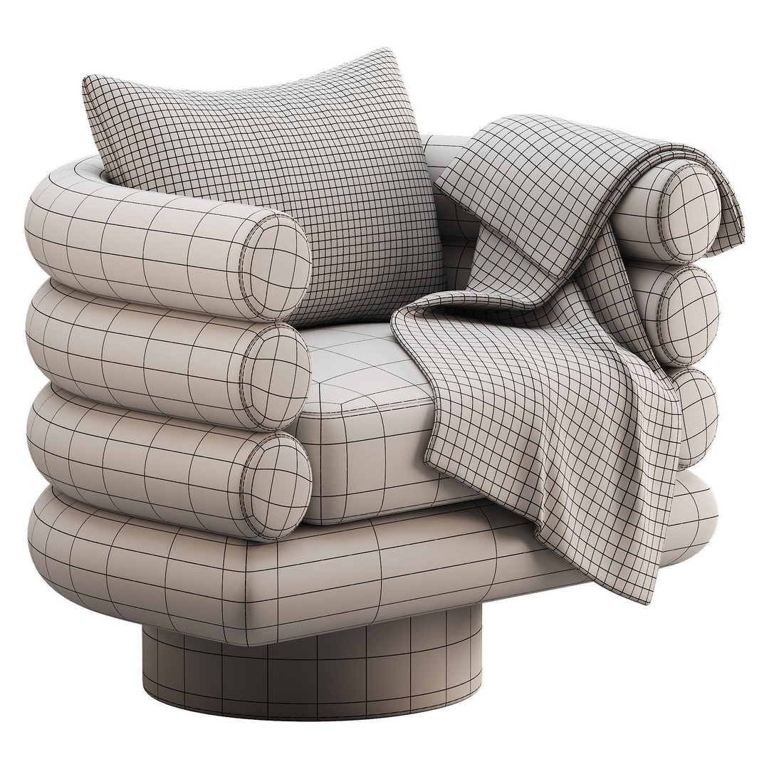 Maguire Swivel Chair 3D Model – Low Poly Game Asset, OBJ, FBX - View 14