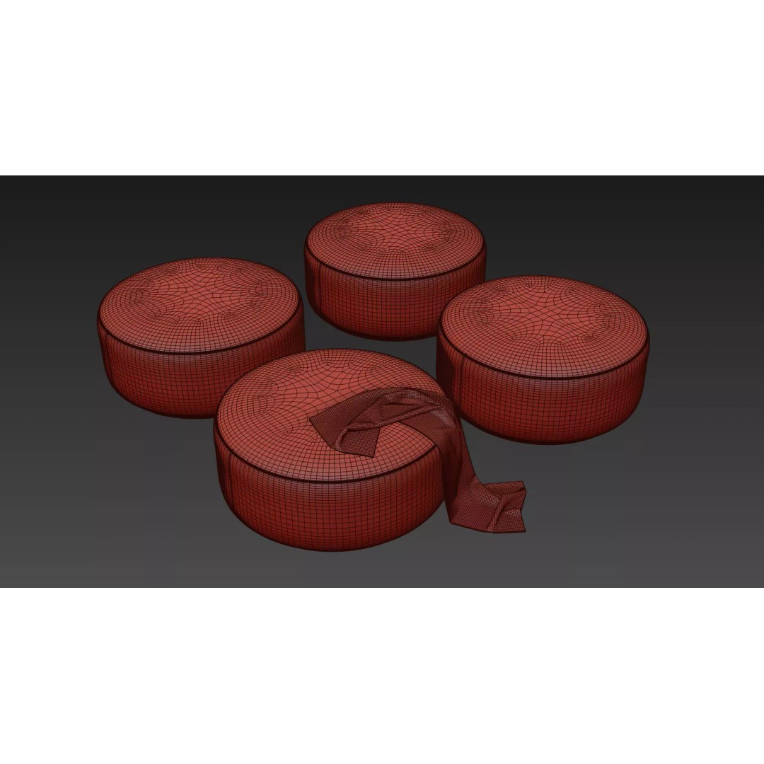 Aline Ottoman 3D Model – Modern Scandinavian Design, FBX