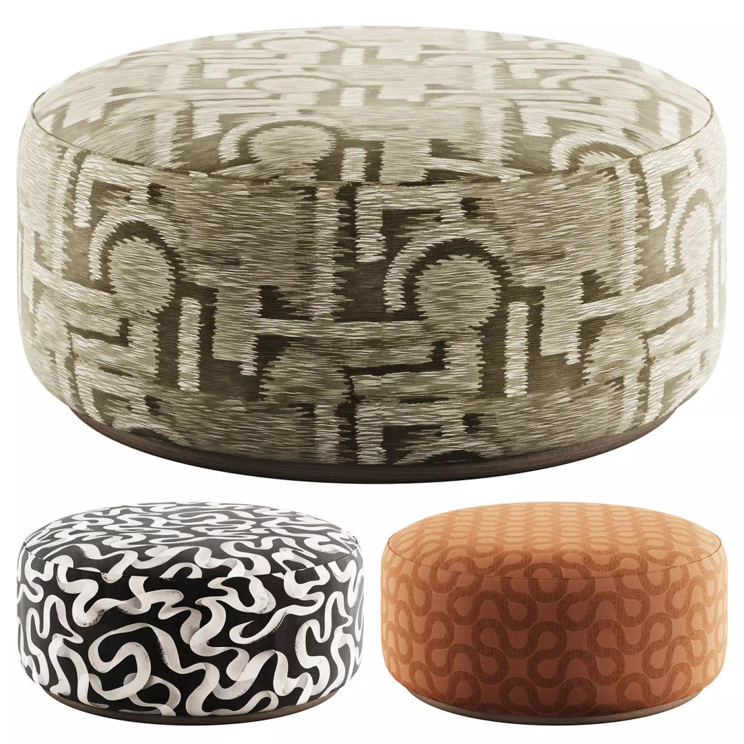 Aline Ottoman 3D Model – Modern Scandinavian Design, FBX - View 2