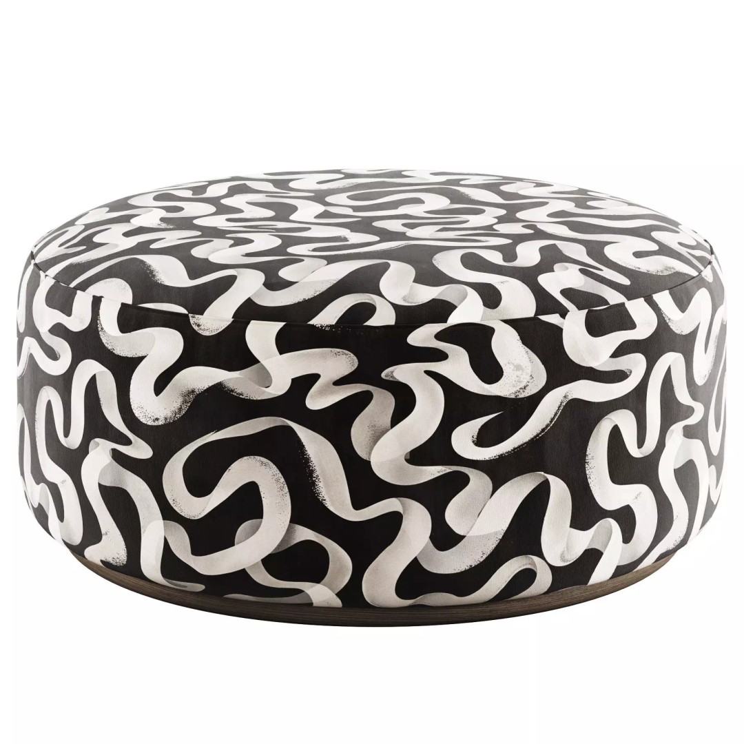 Aline Ottoman 3D Model – Modern Scandinavian Design, FBX - View 4
