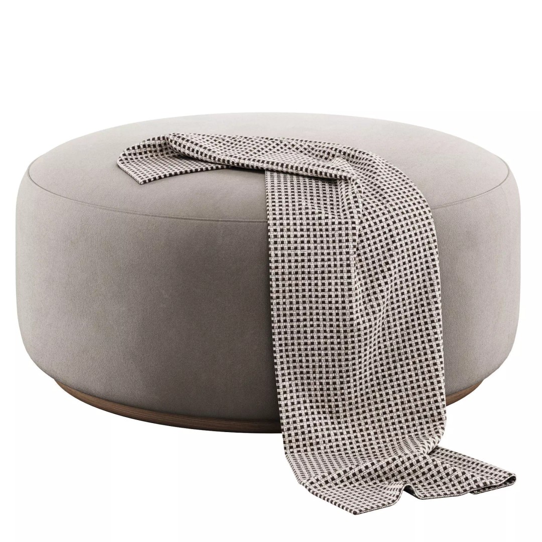 Aline Ottoman 3D Model – Modern Scandinavian Design, FBX - View 5