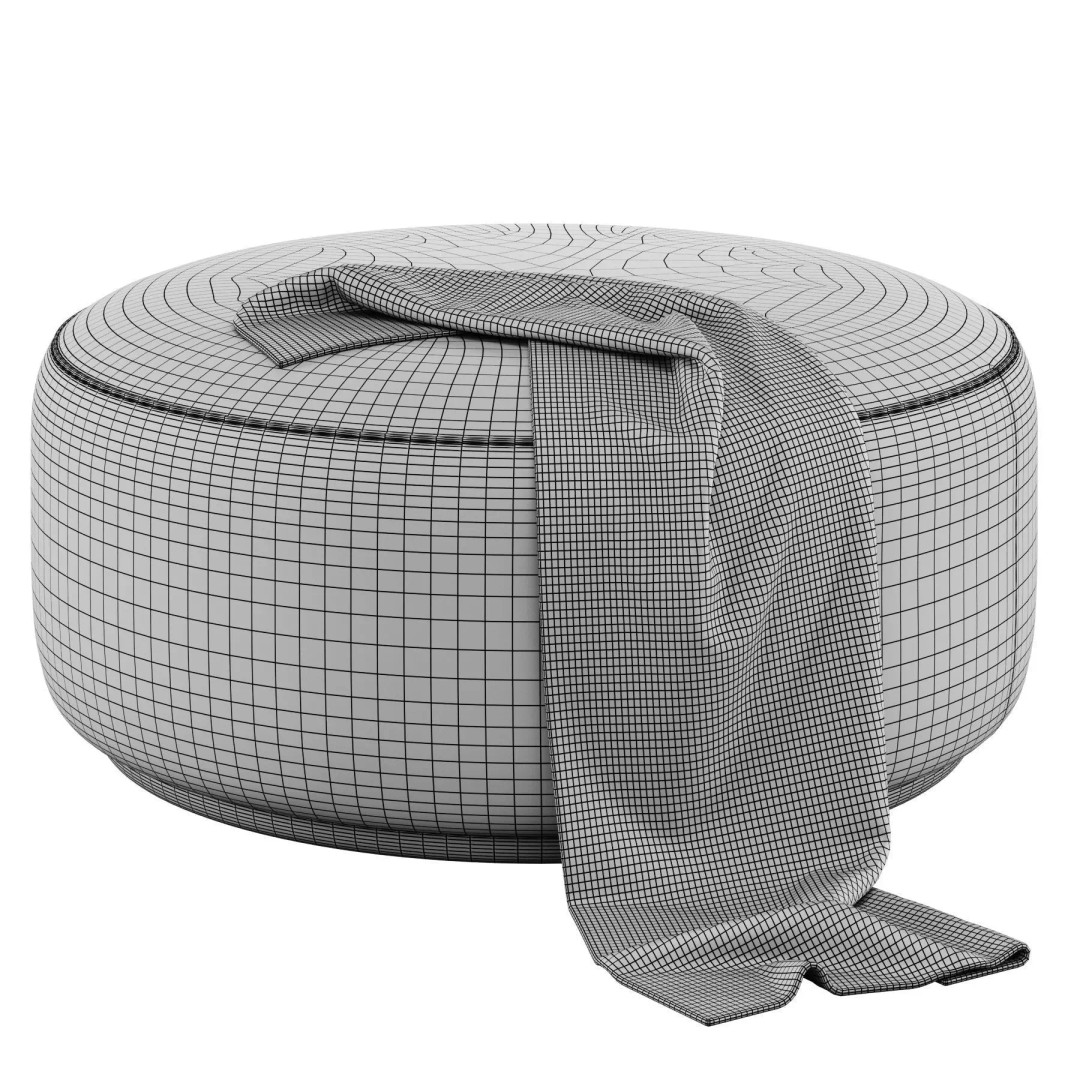 Aline Ottoman 3D Model – Modern Scandinavian Design, FBX - View 6