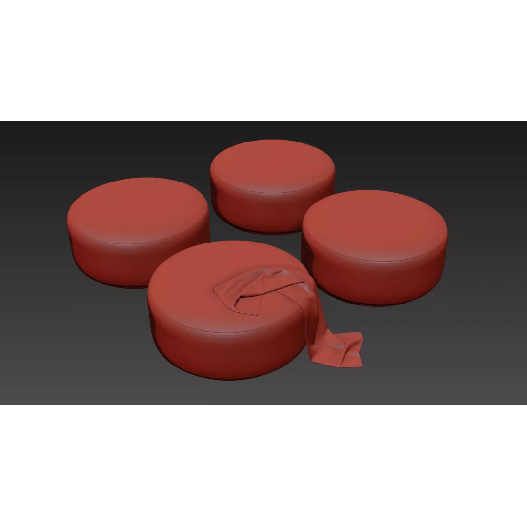 Aline Ottoman 3D Model – Modern Scandinavian Design, FBX - View 9