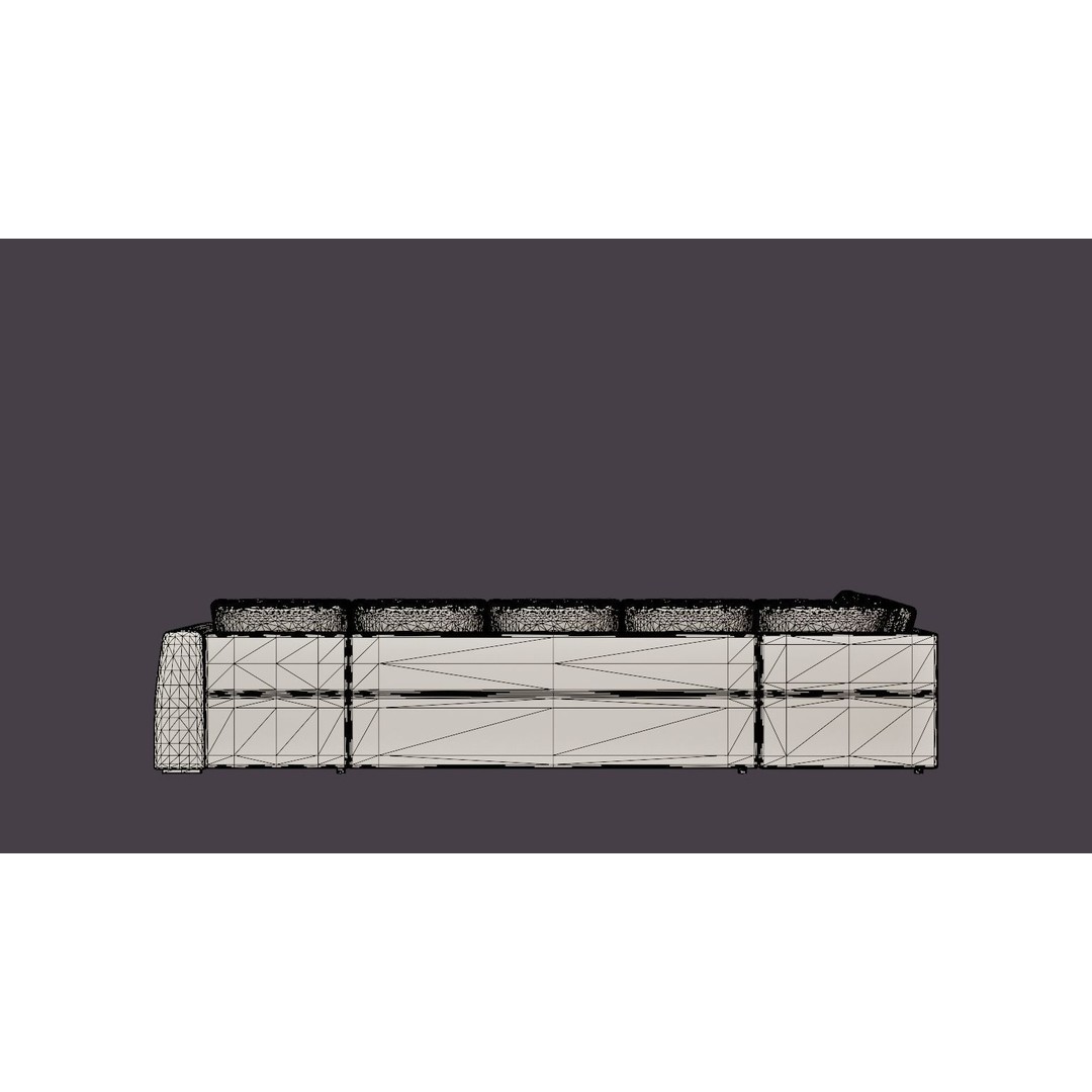 Optus U Sofa 3D Model – Low Poly Modern Furniture, FBX/OBJ - View 7