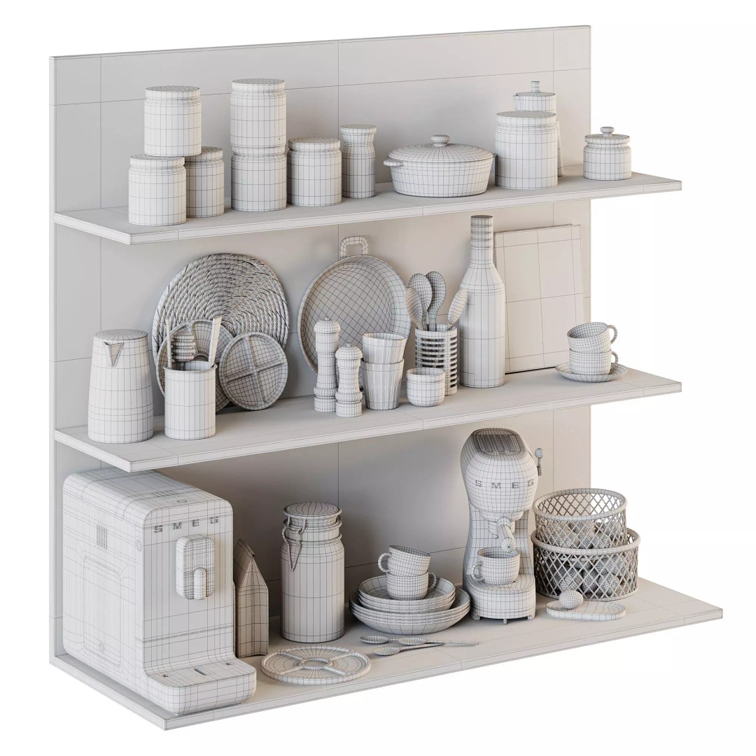 Kitchen Accessories 3D Model – Detailed Utensils for Interior Design, FBX, OBJ - View 16