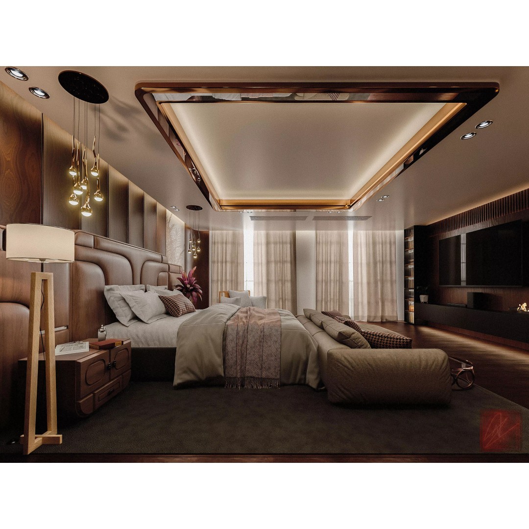 Modern Bedroom Interior Scene 3D Model – PBR Textures, Blender
