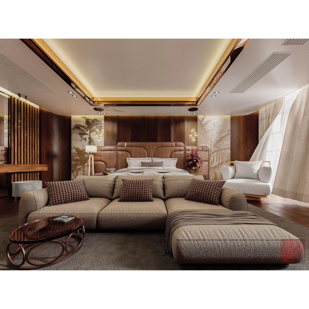 Modern Bedroom Interior Scene 3D Model – PBR Textures, Blender - View 2