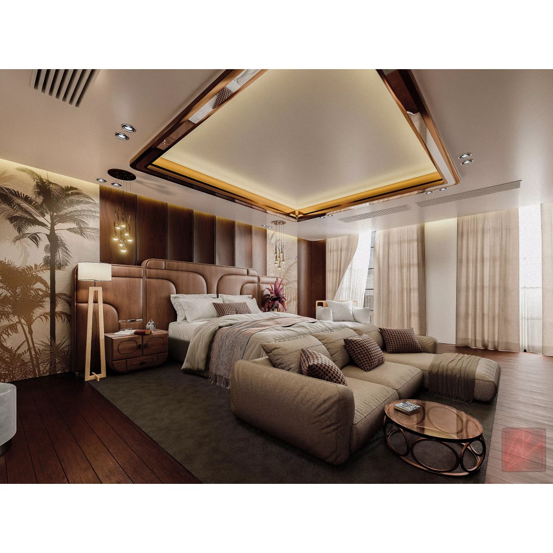 Modern Bedroom Interior Scene 3D Model – PBR Textures, Blender - View 3