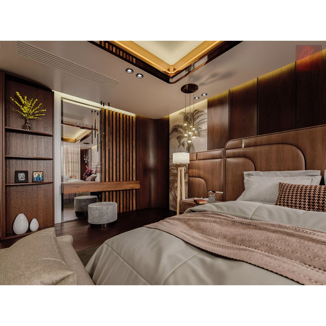 Modern Bedroom Interior Scene 3D Model – PBR Textures, Blender - View 5