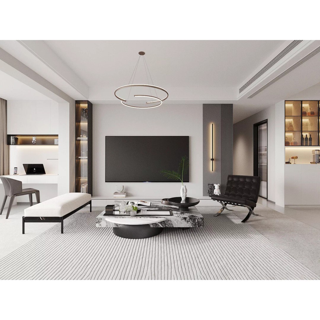 Italian Living and Dining Room 3D Model – Luxurious Design, FBX, OBJ - View 3