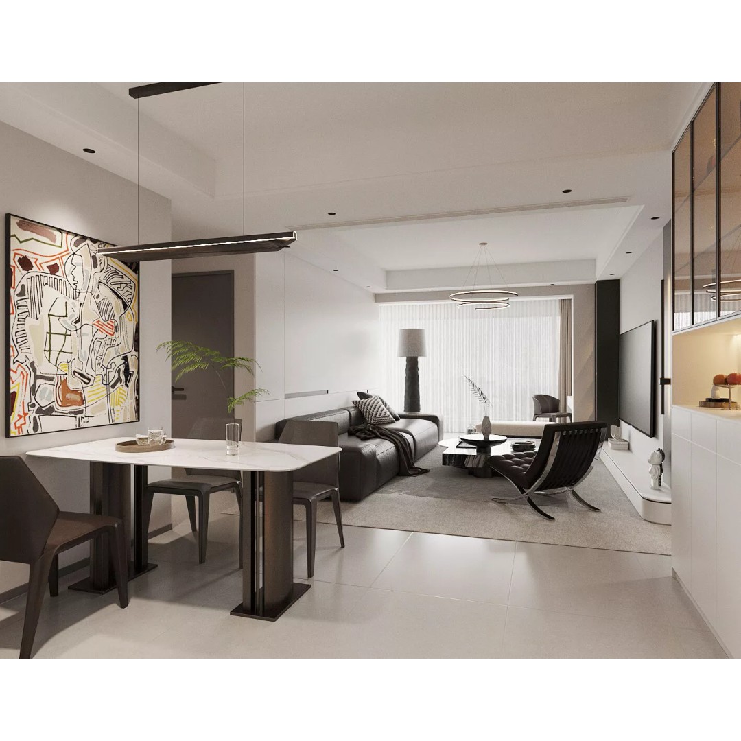Italian Living and Dining Room 3D Model – Luxurious Design, FBX, OBJ - View 5