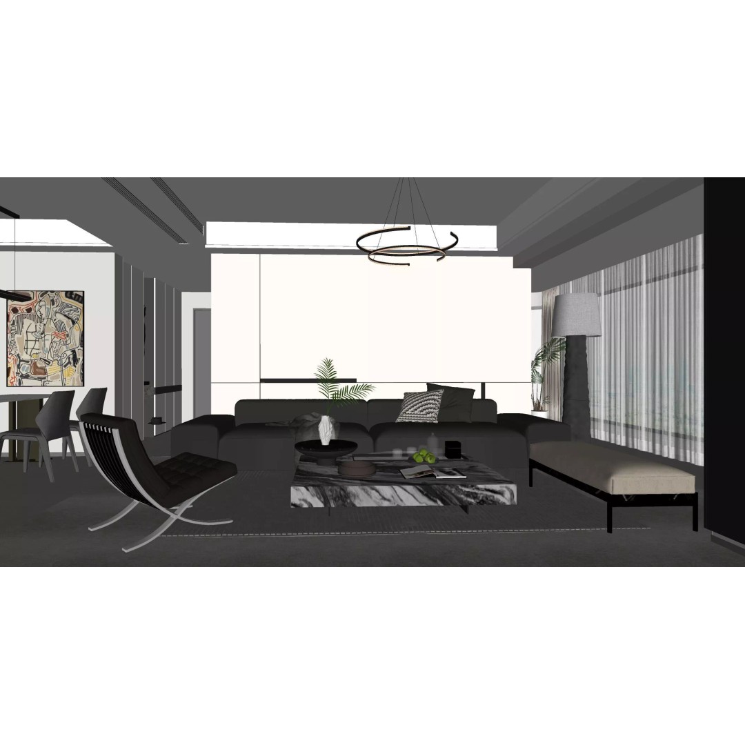 Italian Living and Dining Room 3D Model – Luxurious Design, FBX, OBJ - View 6