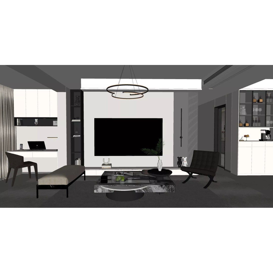 Italian Living and Dining Room 3D Model – Luxurious Design, FBX, OBJ - View 7