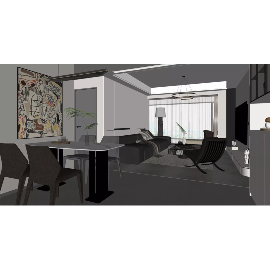 Italian Living and Dining Room 3D Model – Luxurious Design, FBX, OBJ - View 8