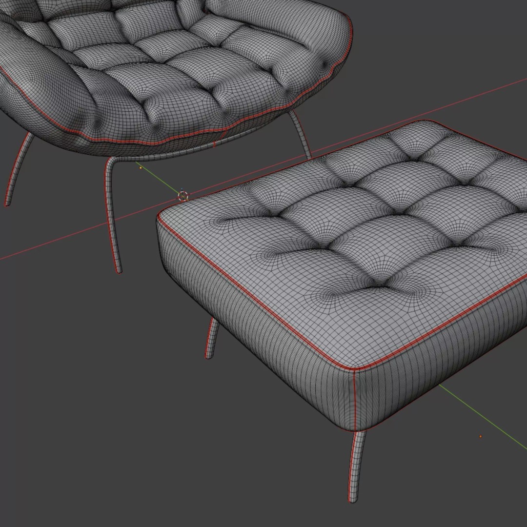 Leather Lounge Chair 3D Model – Modern Minimalist Design, FBX, PBR