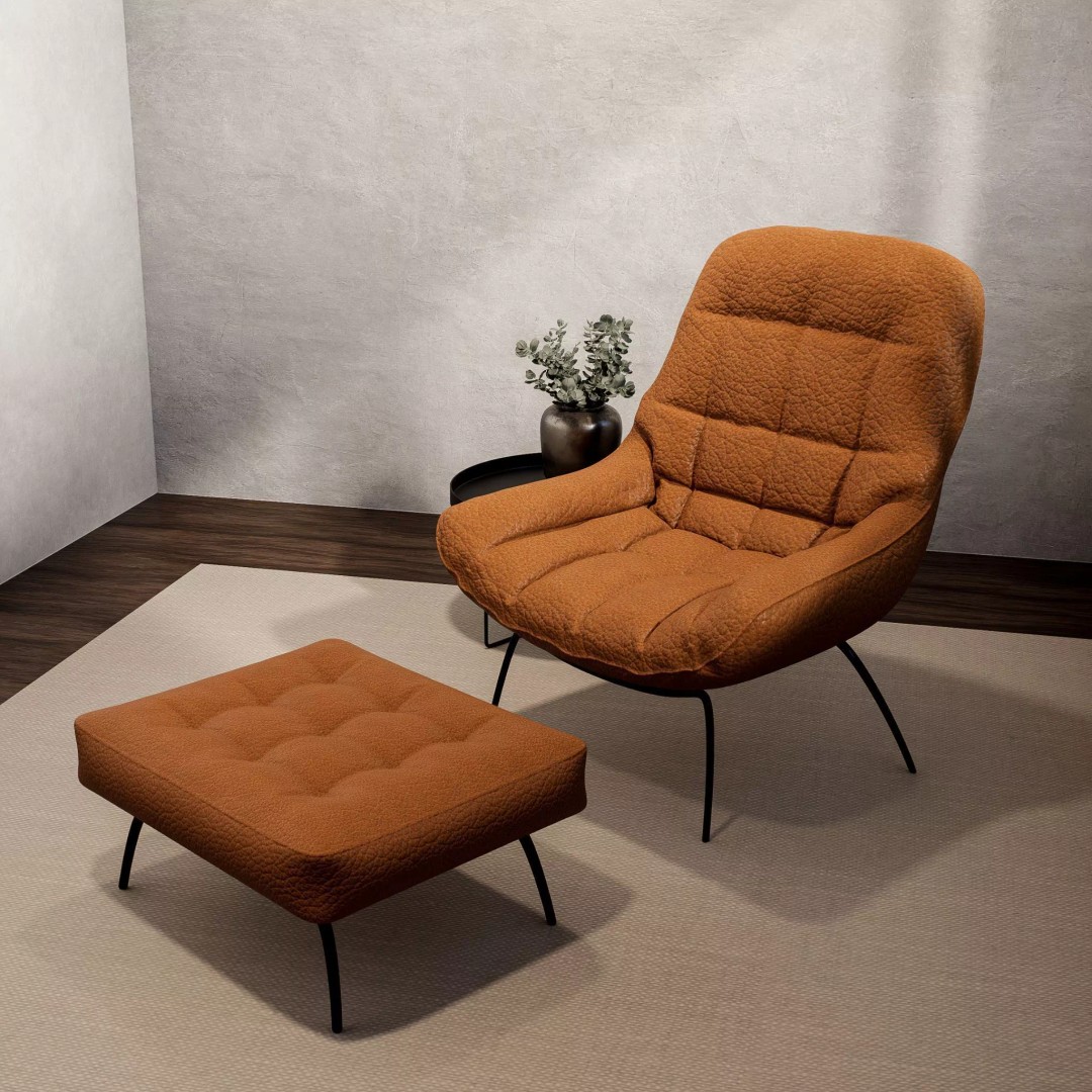 Leather Lounge Chair 3D Model – Modern Minimalist Design, FBX, PBR - View 6