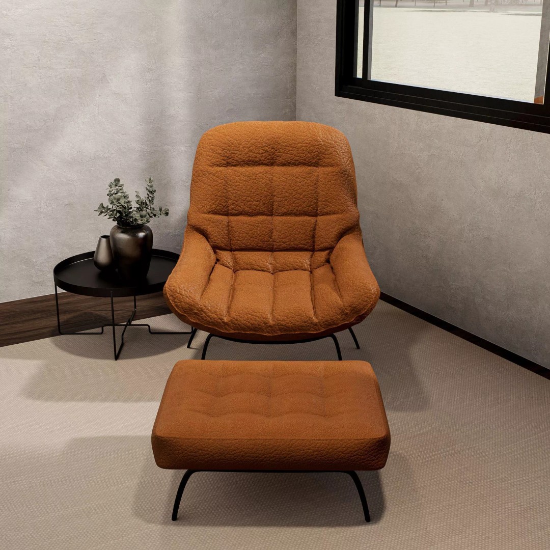 Leather Lounge Chair 3D Model – Modern Minimalist Design, FBX, PBR - View 7