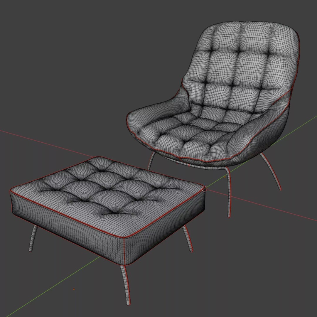 Leather Lounge Chair 3D Model – Modern Minimalist Design, FBX, PBR - View 9
