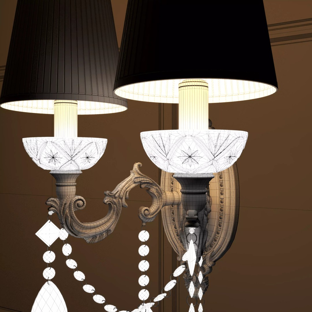 Vintage Double-Head Wall Sconces 3D Model – European Classic Design, FBX & OBJ