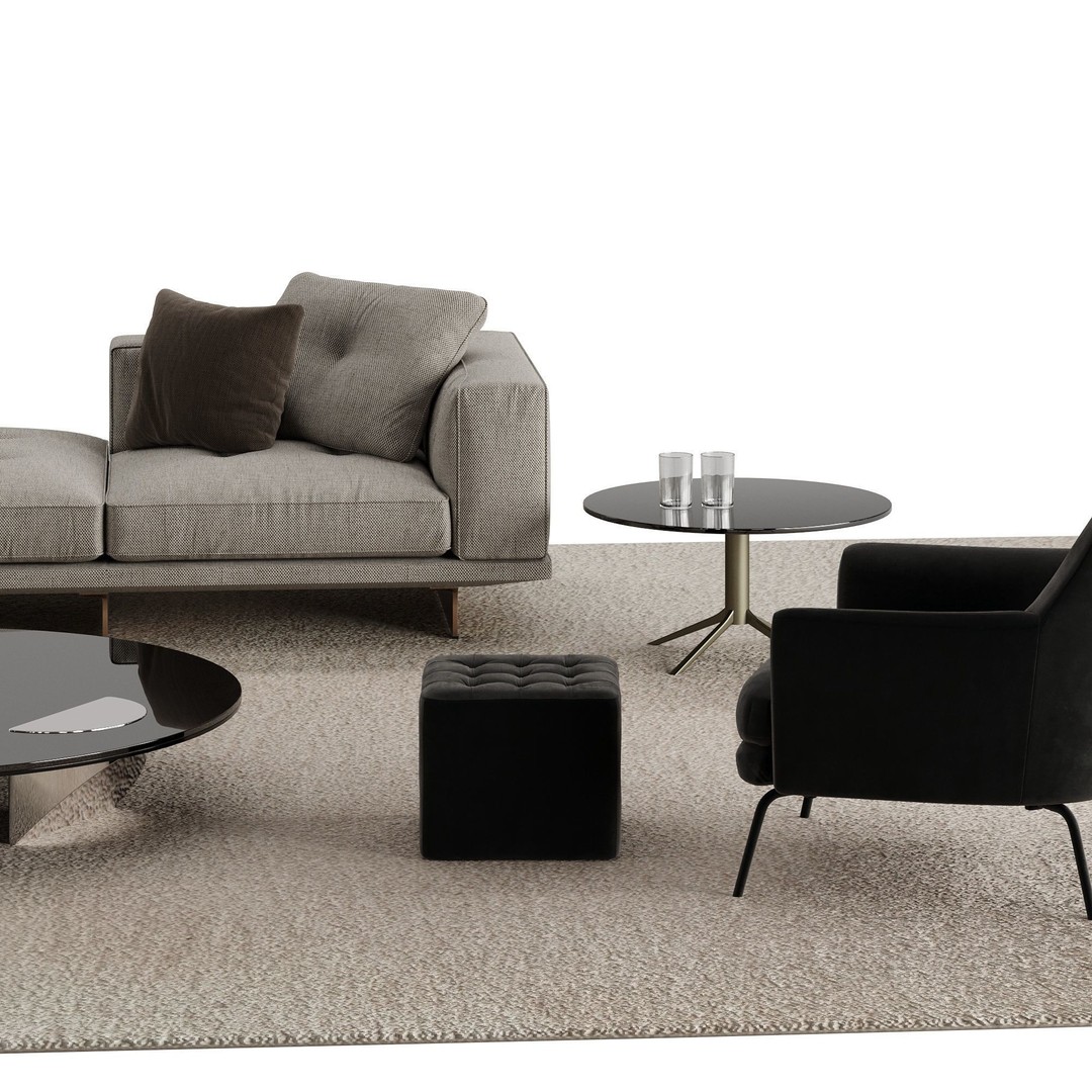 Living Room Furniture Set 3D Model – Modern Style, PBR Textures, FBX, OBJ - View 8