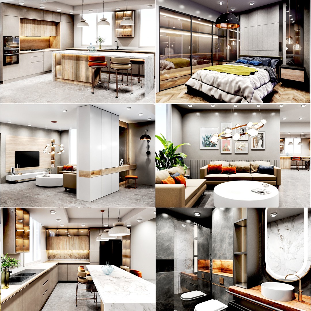 Apartment Interior Design 3D Model – Low Poly Game Asset, OBJ, FBX - View 12