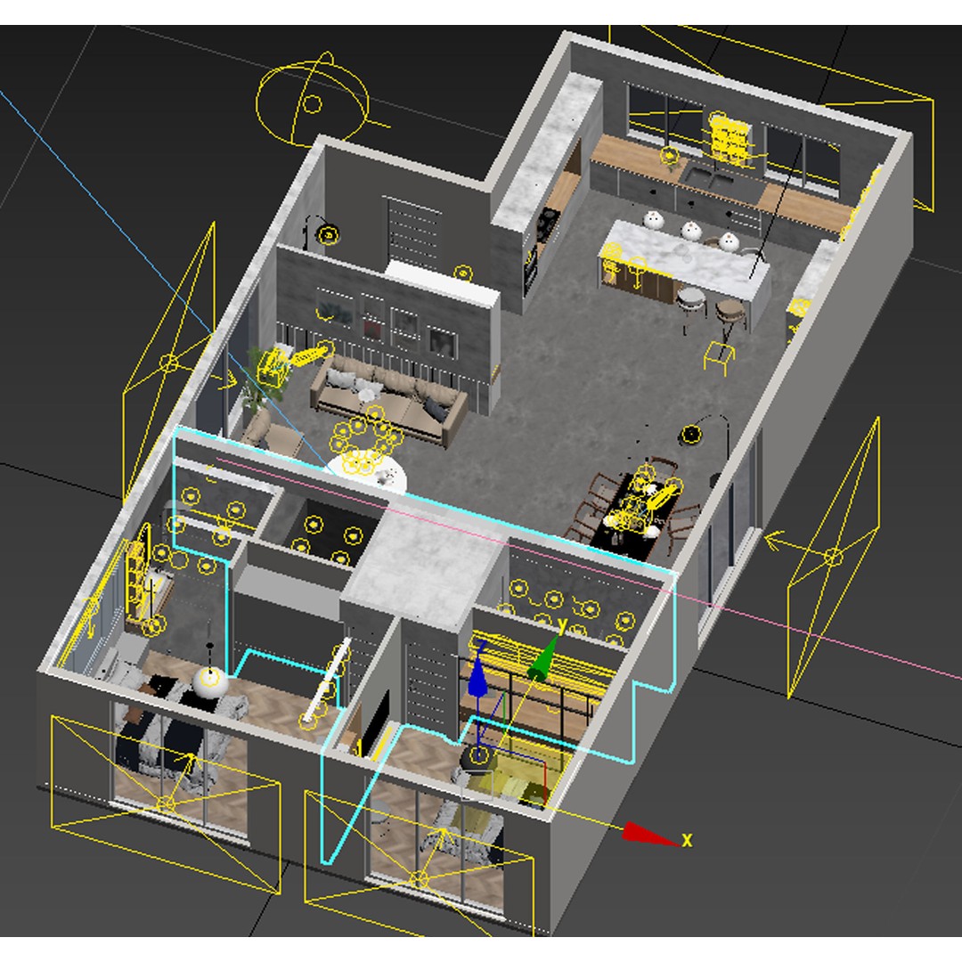 Apartment Interior Design 3D Model – Low Poly Game Asset, OBJ, FBX - View 25