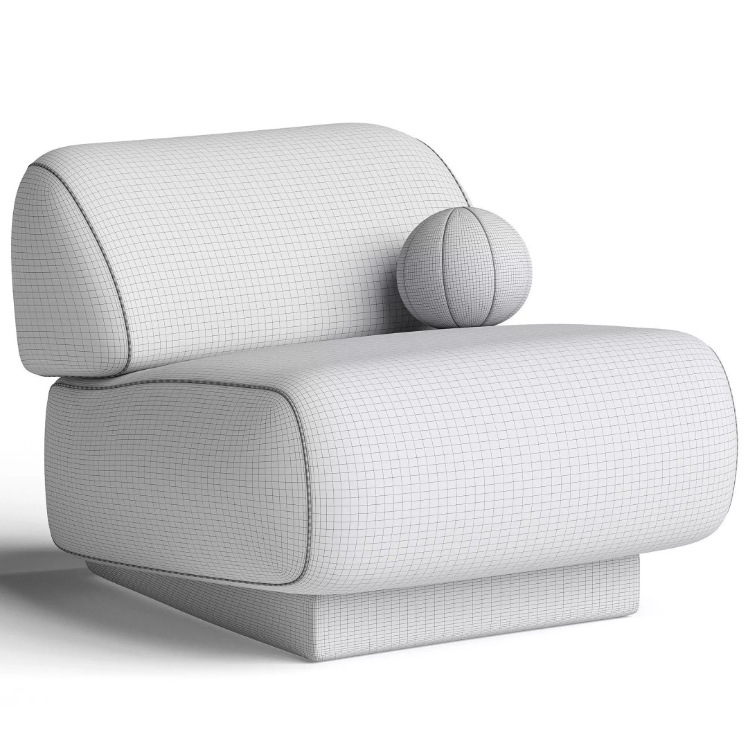 GOGAN Armchair 3D Model – Modern Furniture Design, FBX & OBJ - View 7